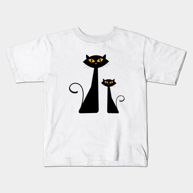 Black Cat Mom Happy Mothers Day For Cat Lovers Family Matching Kids T-Shirt by Karin Wright